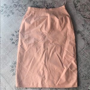Vintage light pink leather midi skirt